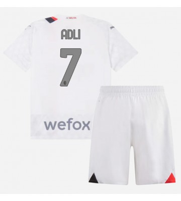 AC Milan Yacine Adli #7 Borta Kläder Barn 2023-24 Kortärmad (+ Korta byxor)